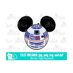 Mouse Head R2D2 SVG, Digital Cut Files in svg, dxf, png and jpg, Printable Clipart
