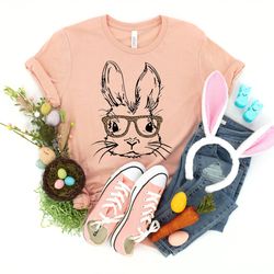 bunny with leopard glasses shirt png, easter shirt png, easter bunny graphic tee, easter shirt pngs for women, ladies ea