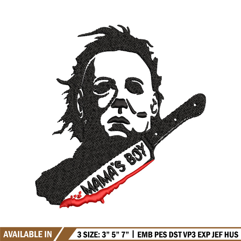 Mama's Boy Embroidery design, Michael Myers Embroidery, Embroidery File, Halloween design, Digital download..jpg