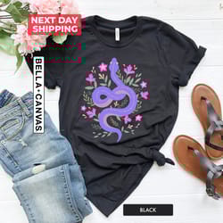 flower snake shirt png, gift for her, animal t shirt png, flower graphic tees, floral women clothing, reptile t-shirt pn