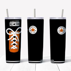 converse black and orange tumbler png, converse sublimation wrap, straight design 20oz/ 30oz skinny tumbler, cut file