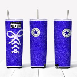converse blue glitter tumbler png, converse sublimation wrap, straight design 20oz/ 30oz skinny tumbler, png file