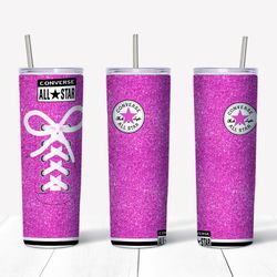 converse pink glitter tumbler png, converse sublimation wrap, straight design 20oz/ 30oz skinny tumbler, cut file