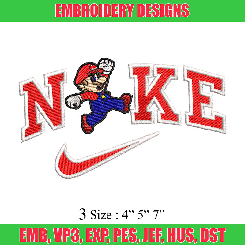 Nike Mario embroidery design, Nike Mario embroidery, Nike design, embroidery file, Logo shirt, Digital download.jpg