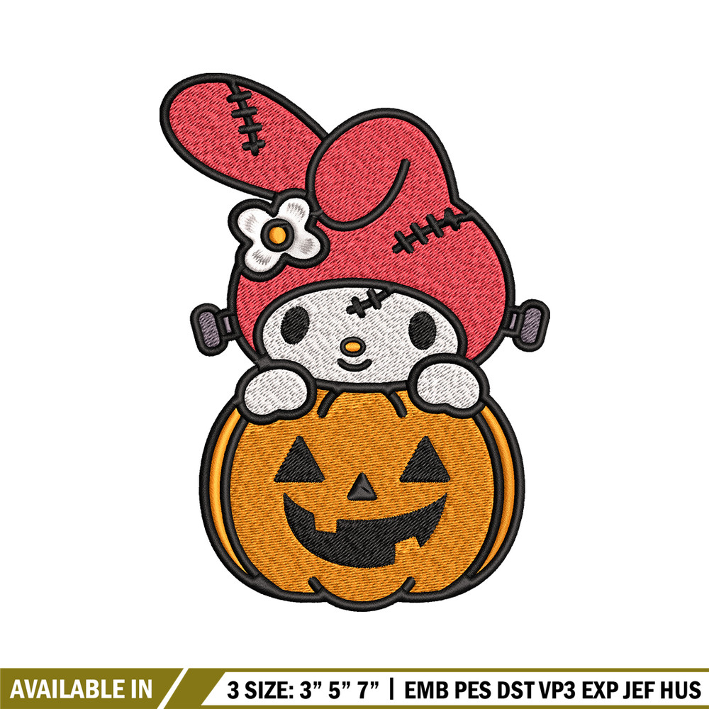 Melody pumpkin Embroidery design, Halloween Hello kitty Embroidery, cartoon design, Embroidery File, Digital download..jpg