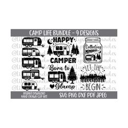 camping svg bundle, happy camper svg bundle, camp life svg, camping clip art, camping clipart, camper png, rv svg, camping png, glamping svg