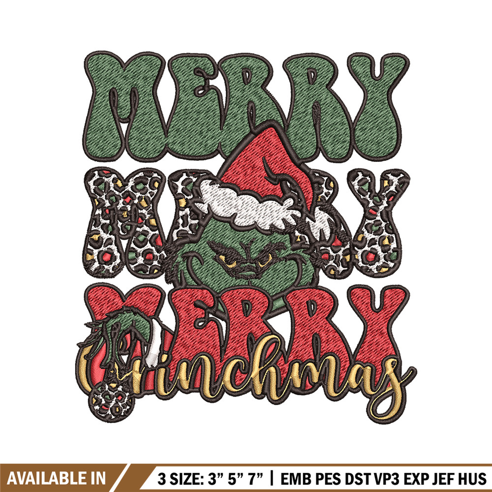 Merry Christmas Grinch Embroidery design, Grinch christmas Embroidery, logo design, Embroidery File, Instant download.jpg