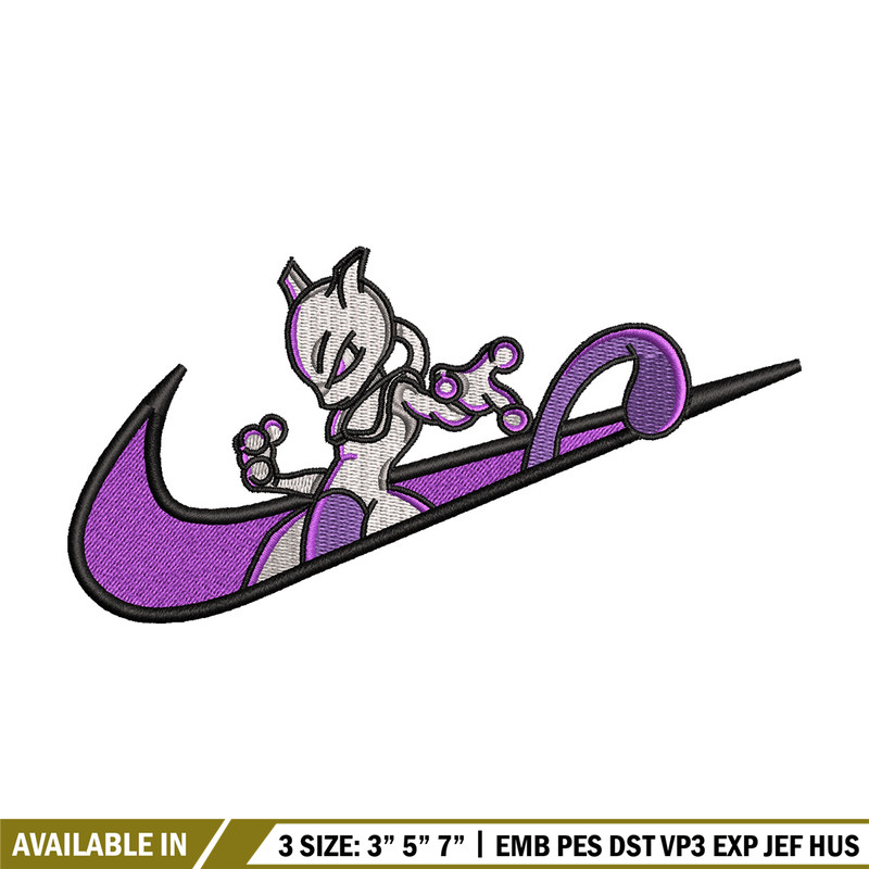 Mewtwo nike embroidery design, Pokemon embroidery, Nike design, Embroidery shirt, Embroidery file, Digital download.jpg