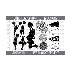 cheerleading svg, cheerleader svg, cheer svg files, cheer mom svg, cheerleader clipart, megaphone svg, cheer pom svg, pom pom svg