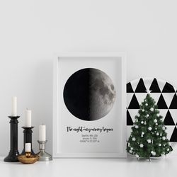 Moon Phase Poster, Custom Moon Phase Print, Moon Phase by Date, Wedding Gifts for Bride, Night Sky Print, Valentine's