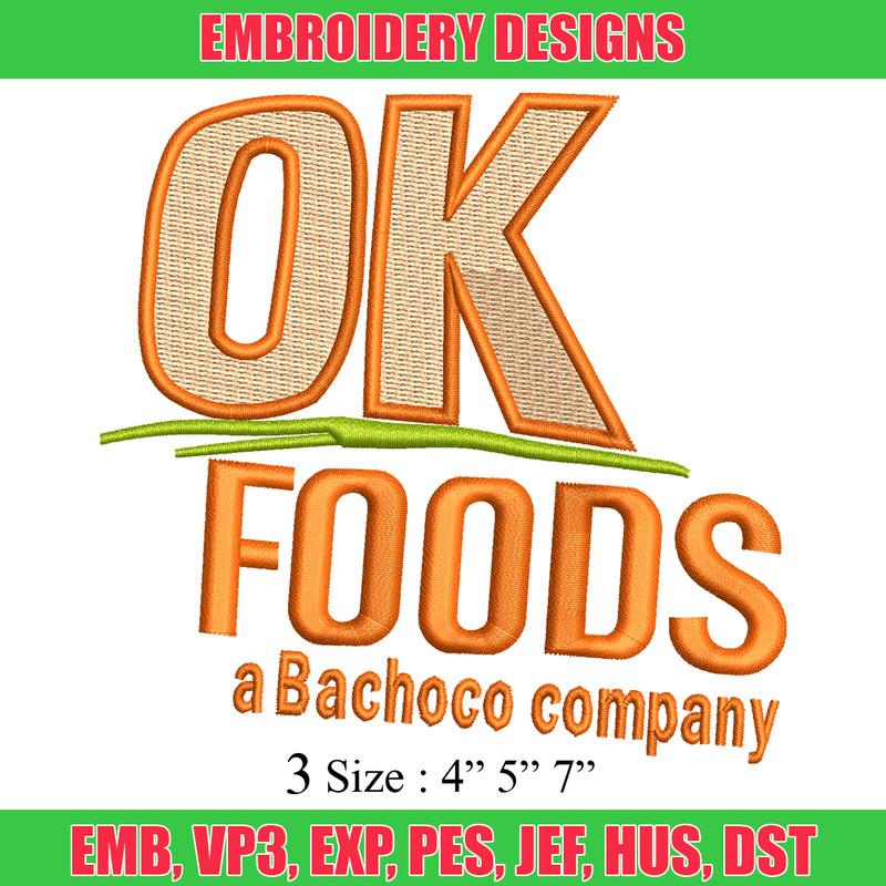 OK Foods embroidery design, OK Foods logo embroidery, logo design, embroidery file, logo shirt, Digital download..jpg