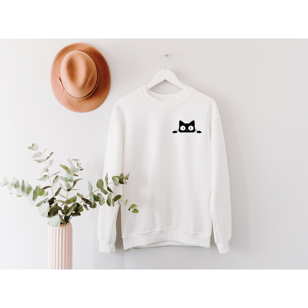 Peeking Cat Sweatshirt, Cat Sweatshirt, Womens Funny Sweatshirt, Cat Mom Gift, Black Cat Sweatshirt, Kitten Sweatshirt, Cat Mom Gift - 1.jpg