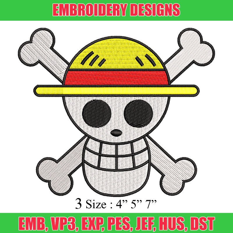 One piece Luffy Logo embroidery design, One piece embroidery, anime design, embroidery file, Digital download..jpg