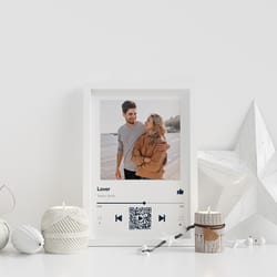 custom song poster, personalized music plaque, couples gift, your photo, favourite song poster, qr code, album cover