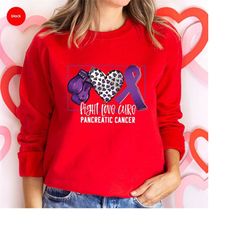 cancer warrior long sleeve shirts, pancreatic cancer gift, purple ribbon crewneck sweatshirt, cancer patient gifts, canc