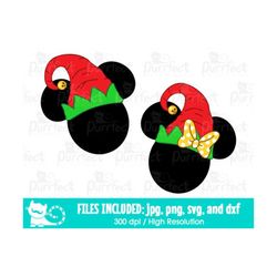 Mouse Christmas Elf Hat SVG, Christmas 2022 Decor SVG, Digital Cut Files in svg, dxf, png and jpg, Printable Clipart, In