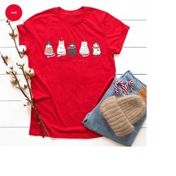 cute cat christmas shirt, xmas party shirts for cat mom, funny kids cat shirts, cat owner crewneck tshirt, cat dad holid
