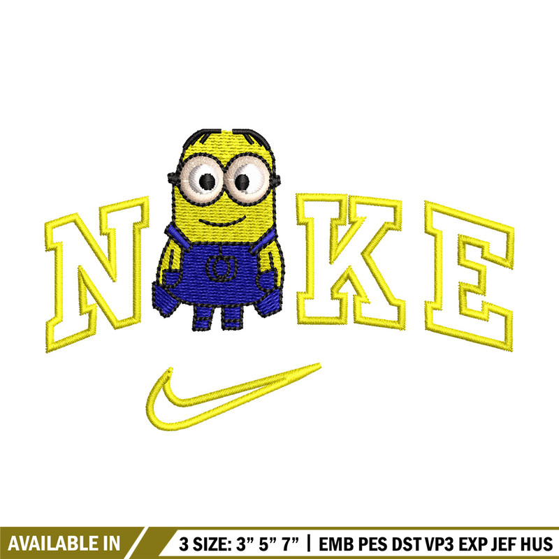 Minion x nike embroidery design, Minion embroidery, Embroidery file, Embroidery shirt, Nike design, Digital download.jpg