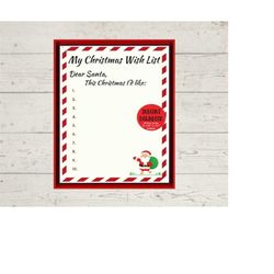 my christmas wish list letter, printable child's letter to santa, santa letter instant printable elf countdown, instant png digital download
