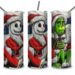 Friends Jack Skellington and  Grinch timbler, PNG, Sublimation Design, Dr Suess The Grinch Who Stole Christmas
