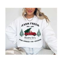 farm fresh christmas trees | red truck with christmas trees png file sublimation | retro christmas print, instant digita
