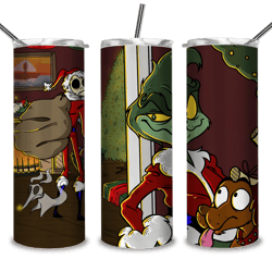 The fight between grinch and max with jack skelling tumbler, christmas eve png, Christmas Grinch png, Grinch png, Grinch