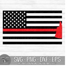 Firefighter Flag - Thin Red Line - Instant Digital Download - svg, png, dxf, and eps files included!