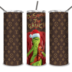 Dr Seuss the grinch with LO-UIS VUI-TTON logos tumbler, Christmas Grinch png, Grinch png, sublimation, digital download