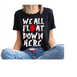 horror shirt, it movie t-shirt, pennywise balloons tees, halloween gifts, we all float down here, horror man vneck tshir