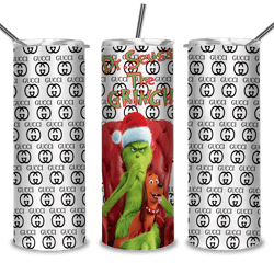 Dr Seuss the grinch with white Gu-cci tumbler, Christmas Grinch png, Grinch png, sublimation, digital download