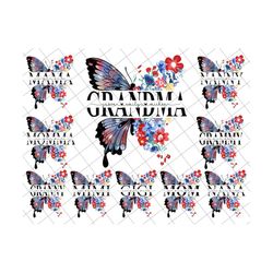 bundle personalized grandma butterfly png, mama, mimi, nana, mom png, 4th of july png, independence day, watercolor butterflies