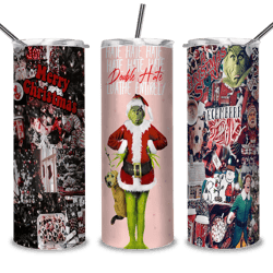 Grinch with decoration tumbler, merry christmas png, cute christmas png, hate hate hate png, sublimation