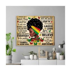 melanin girl canvas, juneteenth canvas, juneteenth since 1865, juneteenth the real independence, black women canvas, african american canvas