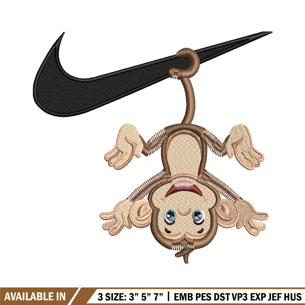Monkey Nike logo embroidery design, Monkey Nike embroidery, Nike design, logo shirt, Embroidery file, Instant download..jpg
