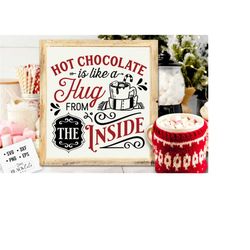 hot chocolate is like a hug from the inside svg, hot chocolate svg, hot cocoa svg, vintage hot cocoa svg, vintage christmas svg, farmhouse