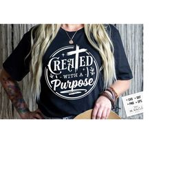 created with a purpose svg, round bible verse svg, purpose svg, created svg, christian cross svg, bible verse svg