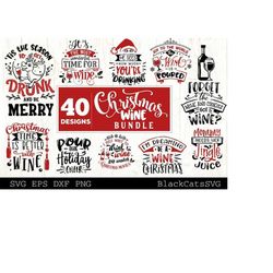 christmas wine bundle svg bundle 40 designs