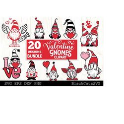 valentine gnomes svg bundle gnome clipart svg 20 designs