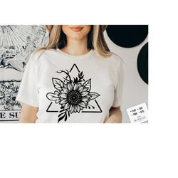 boho sunflower and triangle svg, sunflower illustration svg, sunflower svg, boho flower svg, flower quotes svg, sunshine svg, kindness svg