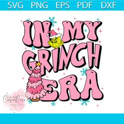 retro in my grinch era pink christmas tree svg file for cricut