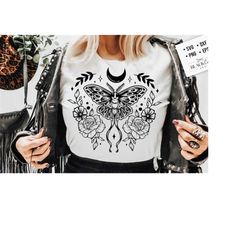 celestial moth svg, floral moth svg, boho moth svg, boho moth svg, moth svg, moon moth svg, magic illustration svg, witchcraft svg