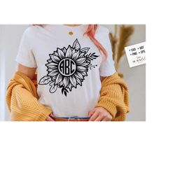 sunflower round monogram svg, sunflower svg, boho flower svg, flower quotes svg, sunshine svg, kindness svg