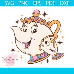 chip and mrs potts disney princess svg cutting digital file