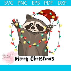 christmas raccoon funny animal light santa hat png file