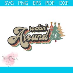 retro vintage rocking around the christmas tree svg file