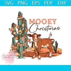retro vintage moony western christmas cow svg file