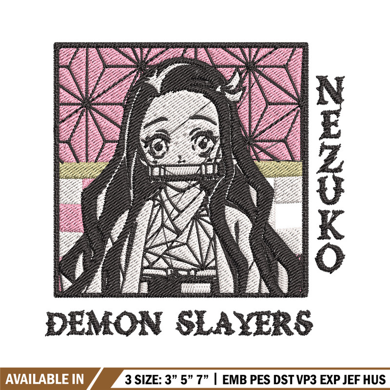 Nezuko frame embroidery design, Nezuko embroidery, Embroidery shirt, Embroidery file, Anime design, Digital download.jpg