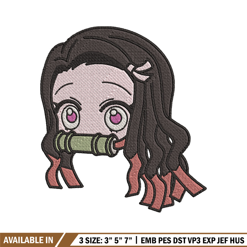 Nezuko head embroidery design, Nezuko embroidery, Embroidery shirt, Embroidery file, Anime design, Digital download.jpg