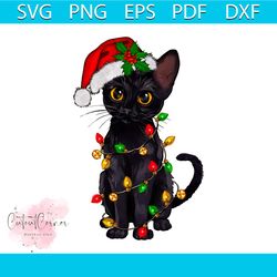funny christmas santa black cat png sublimation download