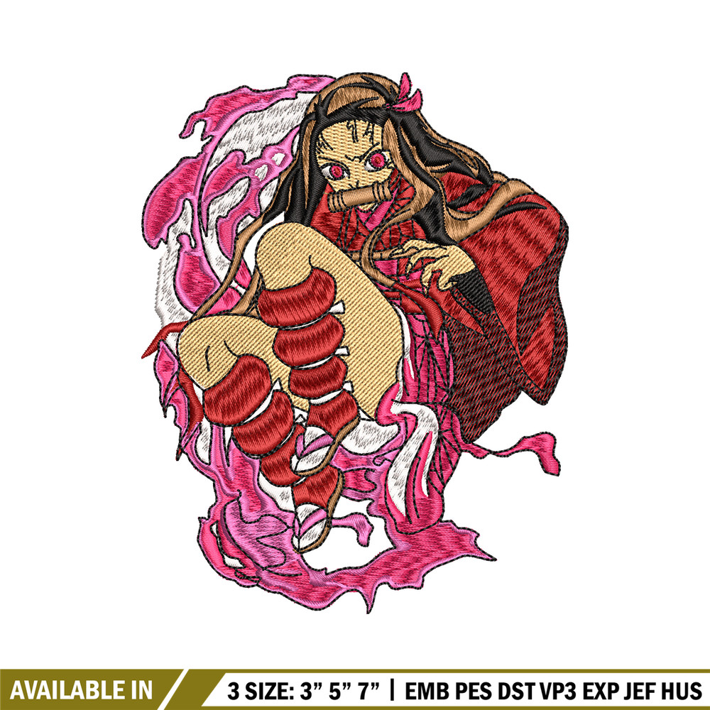 Nezuko power embroidery design, Kimetsu no Yaiba embroidery, embroidery file, anime design, Digital download.jpg